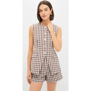 Veronica Beard Checketed dove beige lois Vest 6